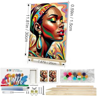 HeeBenor Framed Paint by Numbers Kit for Adults, Black Women, 8x12 Inch - Image 2