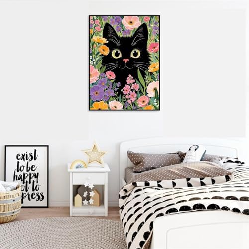 VIGEGU Black Cat Paint by Numbers Kit for Adults Beginner with Framed,Easy Adult Paint by Number Kits on Canvas DIY Painting for Beginners Art by Numbers for Home Wall Decor 10x12 Inch - Image 3