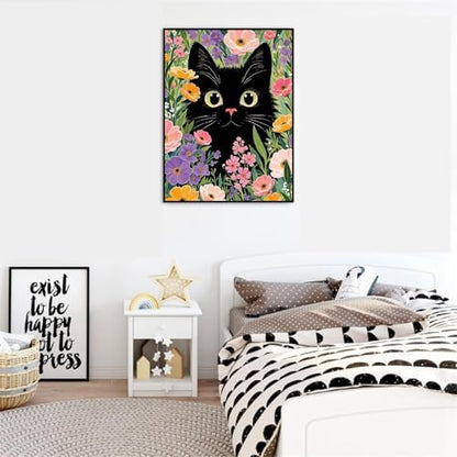 VIGEGU Black Cat Paint by Numbers Kit for Adults Beginner with Framed,Easy Adult Paint by Number Kits on Canvas DIY Painting for Beginners Art by Numbers for Home Wall Decor 10x12 Inch - Image 3