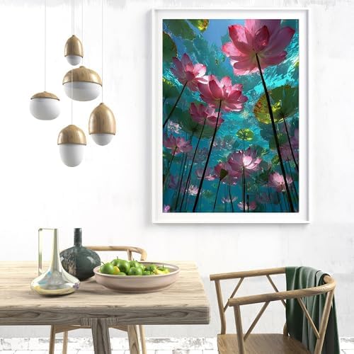 Lotus Flower Paint By Numbers Kit For Adults Beginner, Adult Paint By Number Kits On Canvas Flower Oil Painting Kit For Beginners Adults' Paint-By-Number Kits For Gift Home Wall Decor 16x20 Inch - Image 5