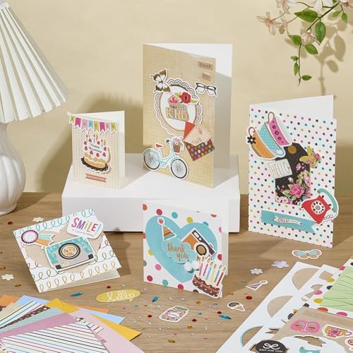 AHANDMAKER Paper Card Making Kits 16 Blank Greeting Cards Envelopes Colorful Birthdays Cards for Weddings, Teachers, Parents, Christmas, Gift Giving, Light Brown - Image 2