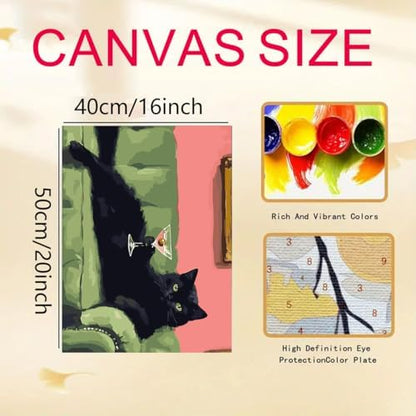 GEMFAMILY Black Cat Paint by Numbers Kit for Adults Beginner 16 X 20 inch - Image 5