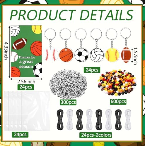 Suncalla 984 Pcs 24 Set Sport Keychain Making Kit Football Soccer Charm - Image 2
