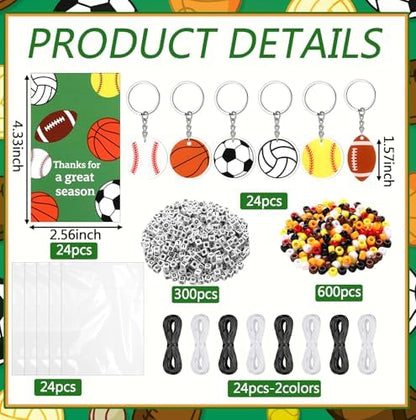 Suncalla 984 Pcs 24 Set Sport Keychain Making Kit Football Soccer Charm - Image 2
