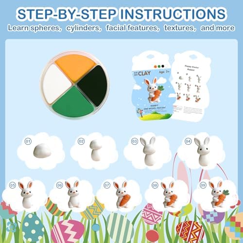 Easter Air Dry Clay for Kids,12 Boxes Modeling Magic Clay Kit with Sculpting Tools Tutorials, Safe & Non-Sticky DIY Craft Kit for Easter Basket Stuffers Gifts - Image 4