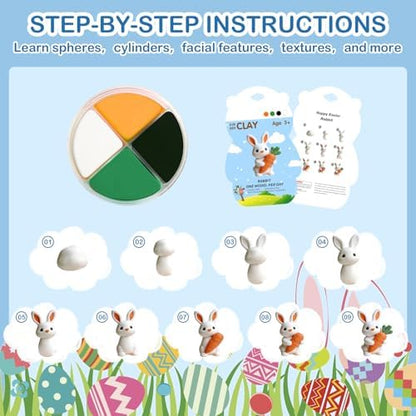 Easter Air Dry Clay for Kids,12 Boxes Modeling Magic Clay Kit with Sculpting Tools Tutorials, Safe & Non-Sticky DIY Craft Kit for Easter Basket Stuffers Gifts - Image 4