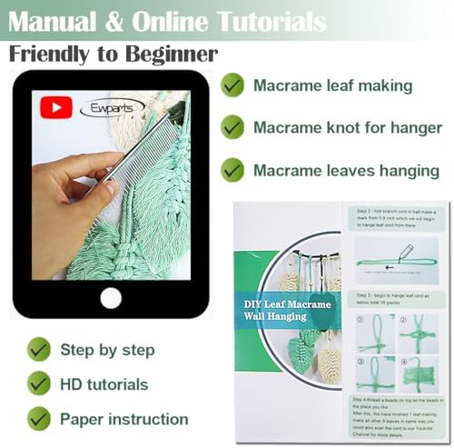 Ewparts Macrame Wall Hanging Kit for Adults Beginner with Instruction Book - Image 5