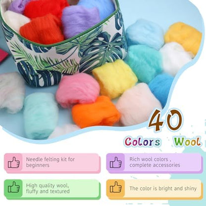 IMZAY Needle Felting Kit, 40 Colors Felting Wool Kit Wool Roving Kit - Image 2