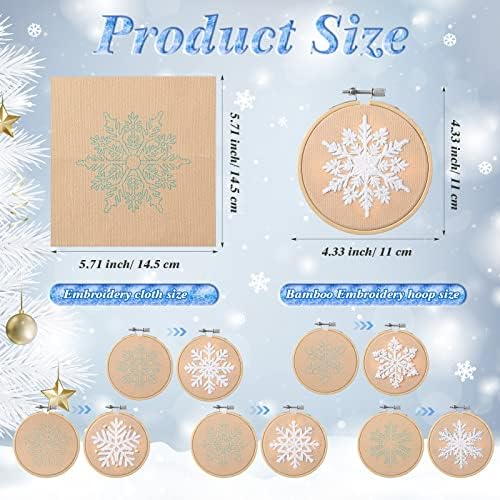 Roowest 6 Sets Christmas Embroidery Kits Snowflake Ornament DIY,Tan - Image 2