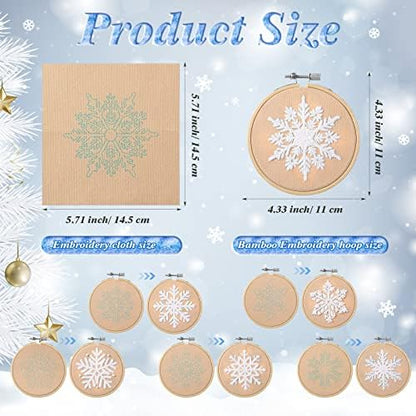 Roowest 6 Sets Christmas Embroidery Kits Snowflake Ornament DIY,Tan - Image 2