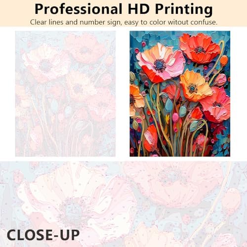 TUMOVO Paint by Numbers for Adults and Kids Modern Impressionism Flowers DIY Paint by Number Oil Paintings Arts and Crafts Paint by Numbers Kits Acrylic Painting Framed 16 x 20 Inch - Image 3