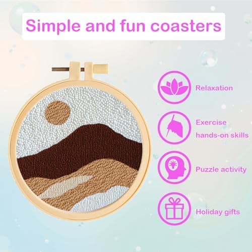 57lilina 6pcs Landscape Coaster Punch Needle Kit for Beginners & Adults - Image 4