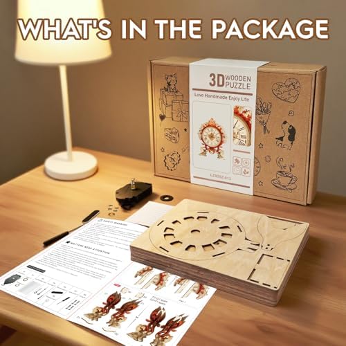 3D Puzzles for Adults Flame Flower Puzzle Clock Adult Crafts - Image 2