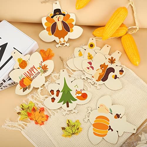 Large Size 7inch Wooden Thanksgiving Ornaments to Paint, DIY Blank Unfinished Turkey Wood Ornament for Crafts Hanging Decorations Family Party(10PCS, Beige Turkey) - Image 5