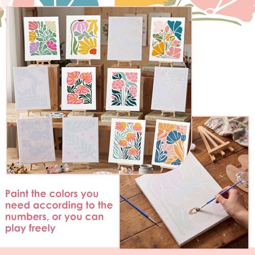 RoundFunny 12Set Paint by Numbers Kit for Adult Garden Bloom Painting 8x10 - Image 3
