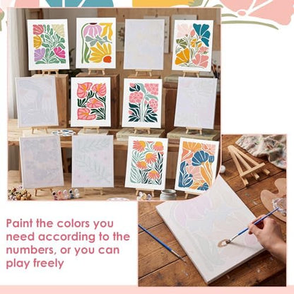 RoundFunny 12Set Paint by Numbers Kit for Adult Garden Bloom Painting 8x10 - Image 3