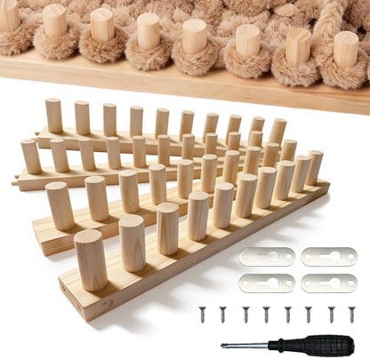 LARIAU Chunky Knitting Blankets Loom, Thick Yarn Knitting Loom for Beginners, 15.2" to 61“ Long Wooden Adjustable & Foldable & Portable Design DIY Machine, Birthday Gifts Knitting Lover Gift by LARIAU