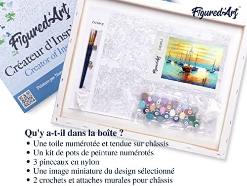 Figured'Art Paint by Numbers Kit for Adults with Frame Sailboats at The Port 16"x20" - Craft Art Painting DIY Kit Canvas Already Stretched on a Wooden Frame - Image 5
