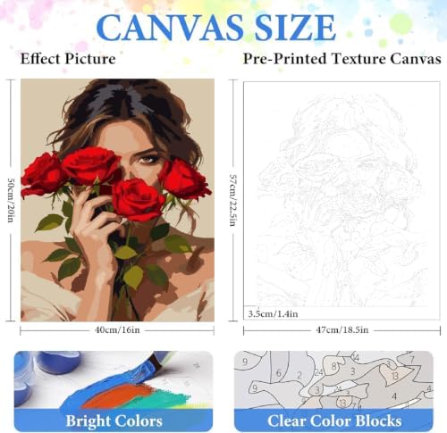 ZRIZQ Paint by Numbers Kit for Adults Beginner,Flowers Woman,16x20 - Image 2