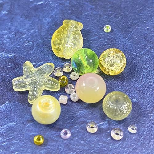 Assorted Glass Resin Beads Multi Size Colors Smooth Cracked Gravel Millet Spacer Beads for Bracelets Necklace Earring DIY Jewelry Making Craft(Glazed Yellow Series) - Image 3