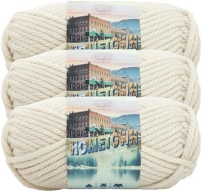 Lion Brand Yarn Hometown Yarn, Super-Bulky Yarn for Knitting, Crocheting, and Crafting, 3 Pack, Houston Cream by LionBrandYarn