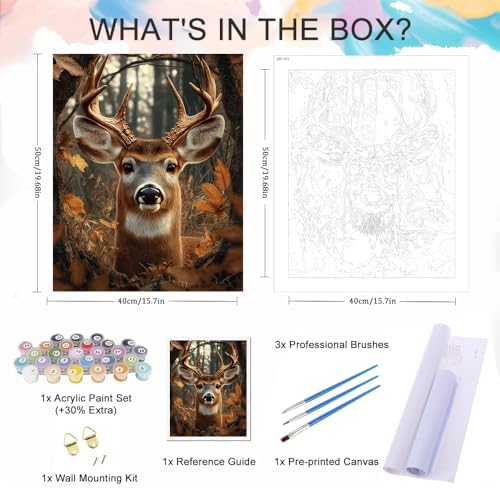 Natuyalo Paint by Numbers Kits for Adults Animals, Forest Elk Easy Adult Painting by Number on Canvas for Beginner Frameless, Male Deer DIY Acrylic Painting for Home Wall Decor Gift 16x20 inch - Image 5
