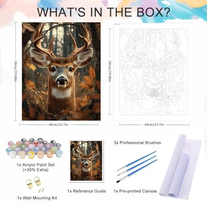 Natuyalo Paint by Numbers Kits for Adults Animals, Forest Elk Easy Adult Painting by Number on Canvas for Beginner Frameless, Male Deer DIY Acrylic Painting for Home Wall Decor Gift 16x20 inch - Image 5