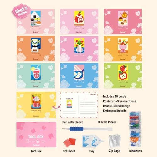Grabie Mini Diamond Painting Cards Kit, 10 Pack Square Drill, Cozy Moments - Image 3