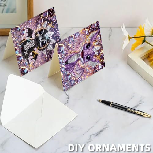 6PCS Dinosaur Diamond Art Painting Greeting Cards Kit with Envelopes - 5D DIY Diamond Art Card Kits for Adults - Handcrafted Postcards for Birthday & Holiday - Image 7