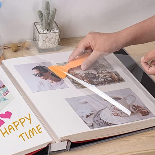 Large Photo Album Self Adhesive for 4x6 5x7 8x10 Pictures Magnetic Scrapbook Album 20 Sheets / 40 Pages Linen Cover DIY Photo Album with A Metallic Pen and and Plastic Board(Grey) - Image 2