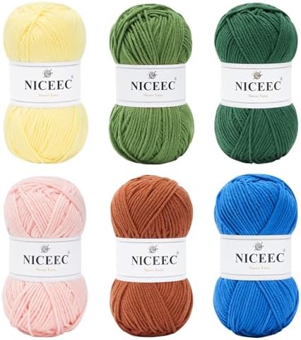 NICEEC 300g Soft Assorted Colors Yarn 100% Acrylic 870yds -Series 18 by NICEEC