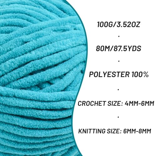 Chenille Blanket Yarn for Crocheting Size 5 Bulky Yarn 3 Lake Blue - Image 2