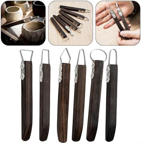 FABULETTA DIY Pottery Making Kit with Replaceable Trimming Heads, Stainless Steel Clay Sculpting Scraper and Wooden Handle for Ceramic Carving(B) - Image 5
