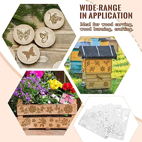 Lewtemi 6 Pcs Metal Wood Burning Stencils, Plant Style Letters Numbers - Image 5