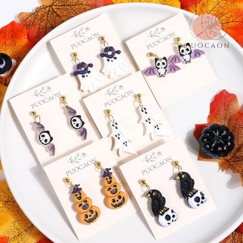 Puocaon Halloween Polymer Clay Cutters - 15 Pcs Witch Little Boo Skull Cutters for Polymer Clay Jewelry Pumpkin Mushroom Earrings Making Kit for Polymeric Jewelry Design - Image 2