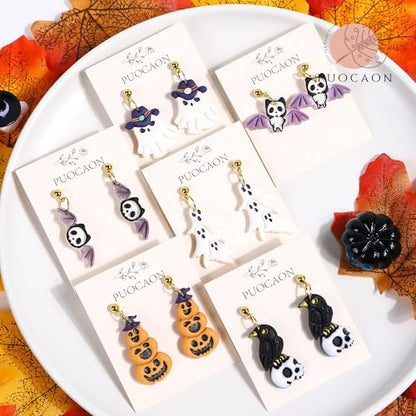 Puocaon Halloween Polymer Clay Cutters - 15 Pcs Witch Little Boo Skull Cutters for Polymer Clay Jewelry Pumpkin Mushroom Earrings Making Kit for Polymeric Jewelry Design - Image 2