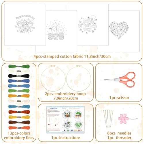 BEUNITONE 4 Set Lucky Clover Pattern Embroidery Kit for Adult Beginners - Image 2