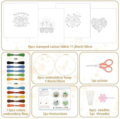 BEUNITONE 4 Set Lucky Clover Pattern Embroidery Kit for Adult Beginners - Image 2
