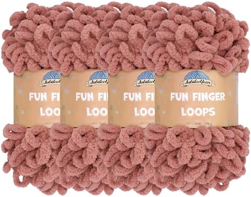 JubileeYarn Fun Finger Loops Yarn - Rose Dawn - 4 Skeins by BambooMN