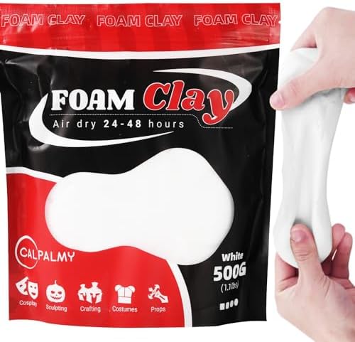 CALPALMY Air Dry Clay (1.1lbs Bag) - White Moldable Foam Clay for Cosplay - Airdry Soft Clay for Kids and Adults - Perfect Modeling Clay for Crafts, Sculpting, and Artistic Projects by CalPalmy