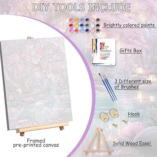 Tree of Life Paint by Number Adult with Frame Wooden Easel,Adult Paint by Numbers Tree of Life,Paint by Numbers Kit for Adults,DIY Acrylic Paint by Numbers for Adults Home Wall Decor 12x16inch - Image 4