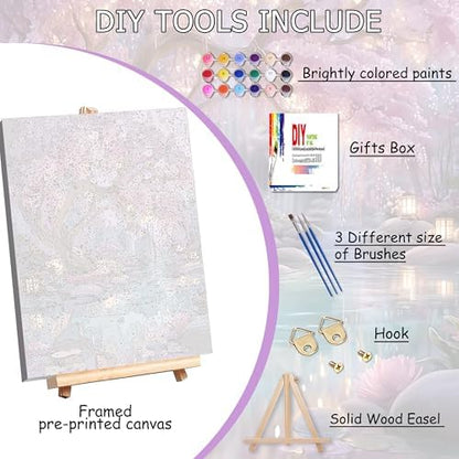 Tree of Life Paint by Number Adult with Frame Wooden Easel,Adult Paint by Numbers Tree of Life,Paint by Numbers Kit for Adults,DIY Acrylic Paint by Numbers for Adults Home Wall Decor 12x16inch - Image 4
