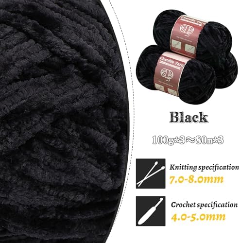 LUNARM Chenille Yarn 3 Pack 3.5oz Chunky Blanket Velvet Yarn 263 Yard - Image 3
