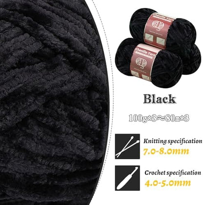 LUNARM Chenille Yarn 3 Pack 3.5oz Chunky Blanket Velvet Yarn 263 Yard - Image 3