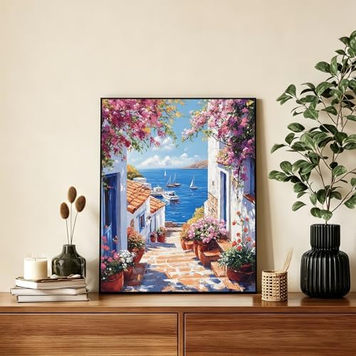 AUKELHJ Paint by Numbers Kit for Adults Beginner, Seaside Town, 16X20 Inch - Image 2