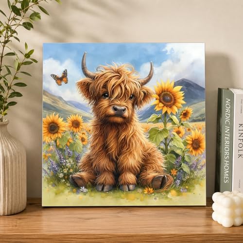 AUKELHJ Framed Paint by Numbers Kit for Adults, Highland Cow, 10x10 inch - Image 2