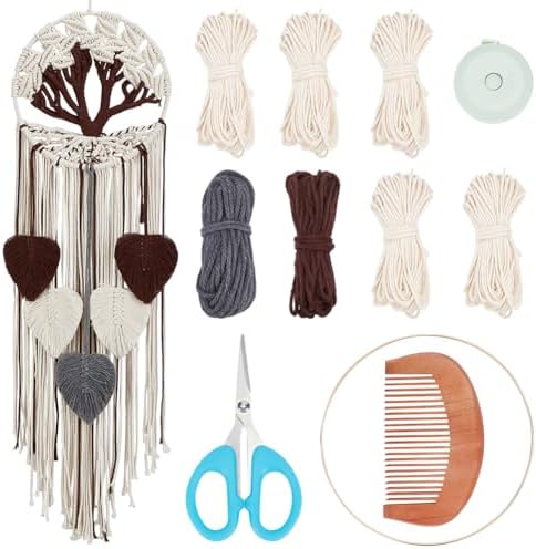 FREEBLOSS Tree of Life DIY Macrame Kit Leaves Macrame Tapestry Macrame Wall Hanging with Video Tutorials Macrame Wall Hanging Supplies Macrame Wall Decor for Living Room for Beginners Adults by FreeandCreativeCraftsArt