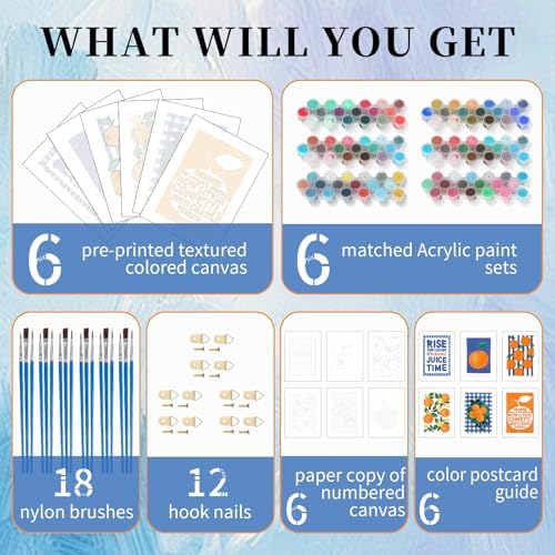 6 Pack Paint by Numbers Kit for Adults, Orange Number Painting, 8x12 Inch - Image 4