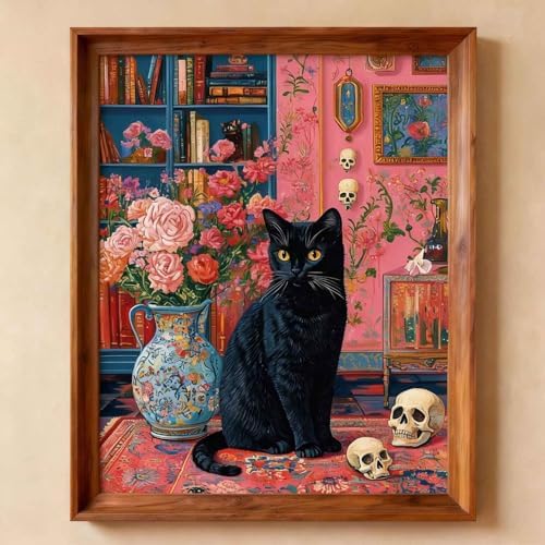 Amphol Paint by Numbers Kit for Adults - Mystic Black Cat Paint by Numbers Kit for Beginners, 16”x20” DIY Oil Painting Kit on Unframed Canvas for Home Wall Decor, Stress Relief with Acrylic Paint Set - Image 3
