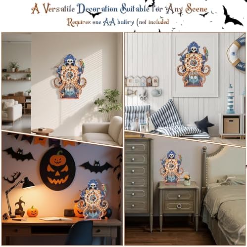 3D Puzzles for Adults Wooden Octopus Pirate Clock Kit with Pendulum - Image 3